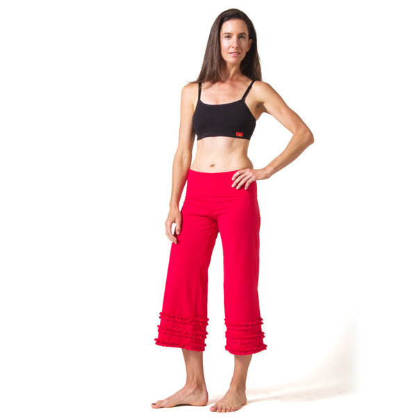 Wisdom Ruffled Yoga Capris - Red – Beckons Inspired Clothing