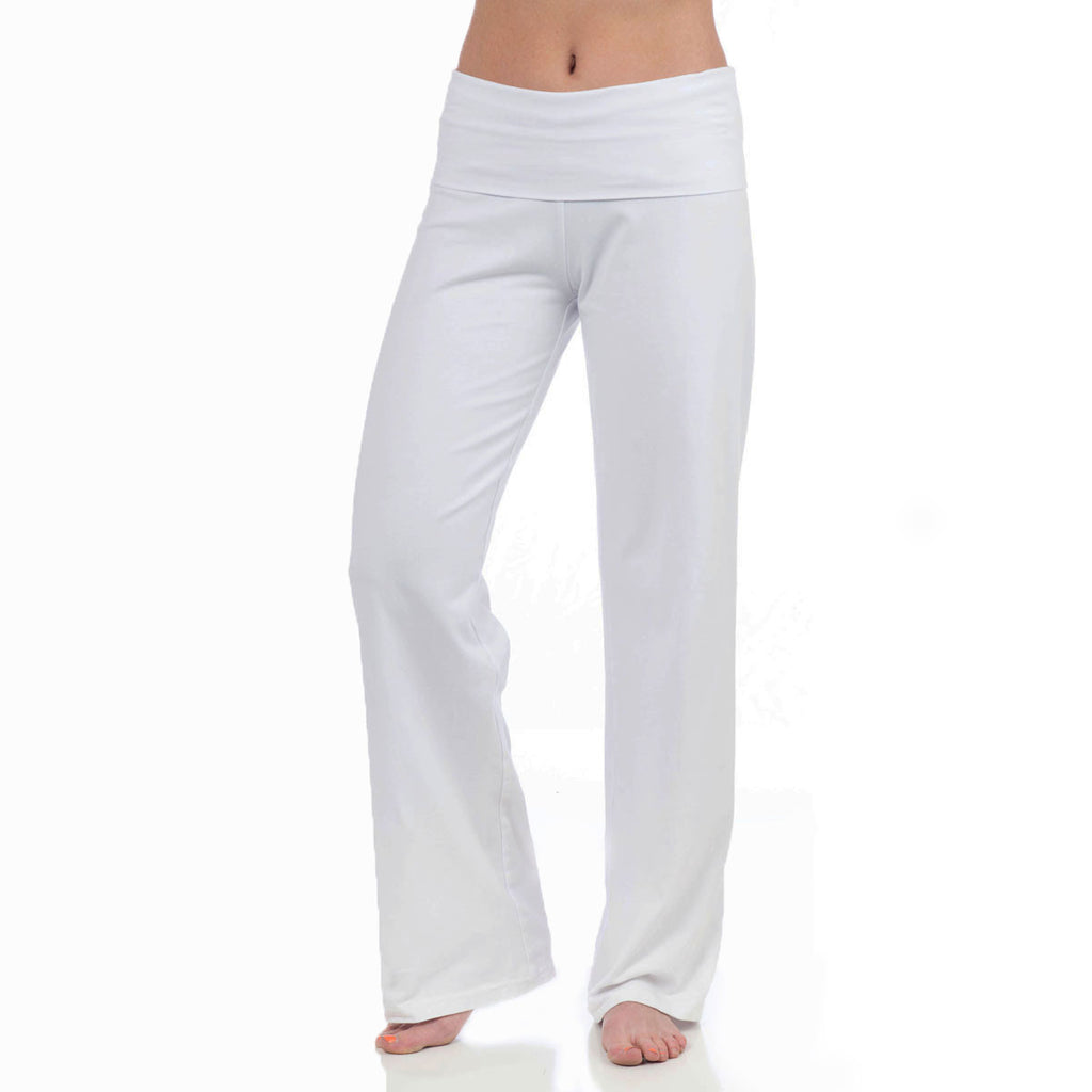 Standards & Practices Women's Linen-Cotton Wide Leg Yoga Pants With Fold- over Elastic Waist